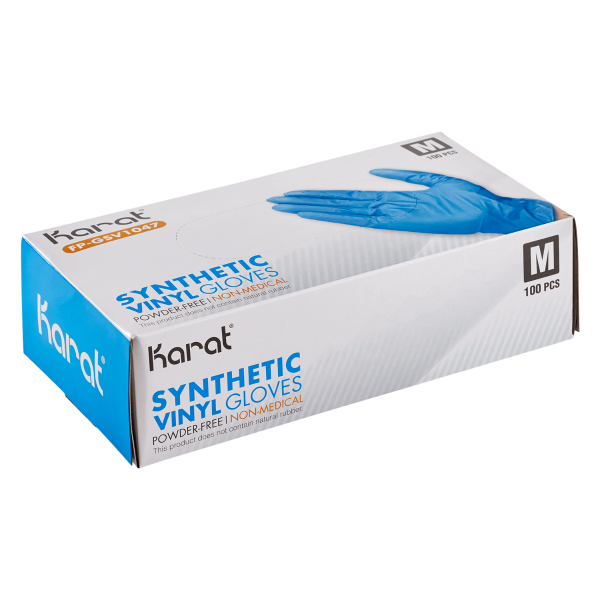 Karat Synthetic Vinyl Gloves, Latex-Free, Powder-Free, Blue, Medium — 1,000 ct — product photo 4