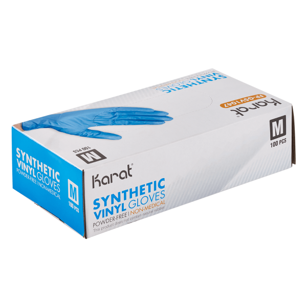 Karat Synthetic Vinyl Gloves, Latex-Free, Powder-Free, Blue, Medium — 1,000 ct — product photo 5