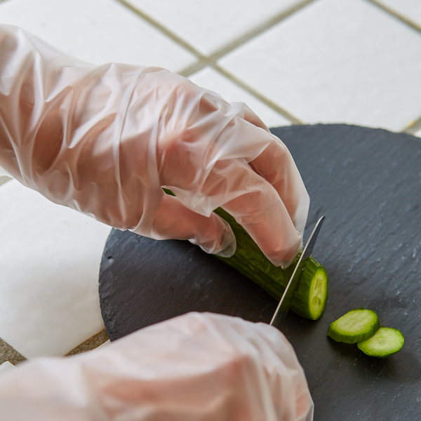 Karat Thermoplastic Elastomer Gloves, Latex-Free, Powder-Free, Clear, Small — 2,000 ct — product photo 3