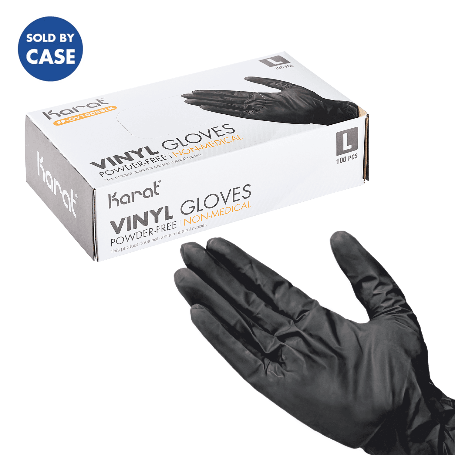 Karat Vinyl Gloves, Latex-Free, Powder-Free, Black, Large — 1,000 ct