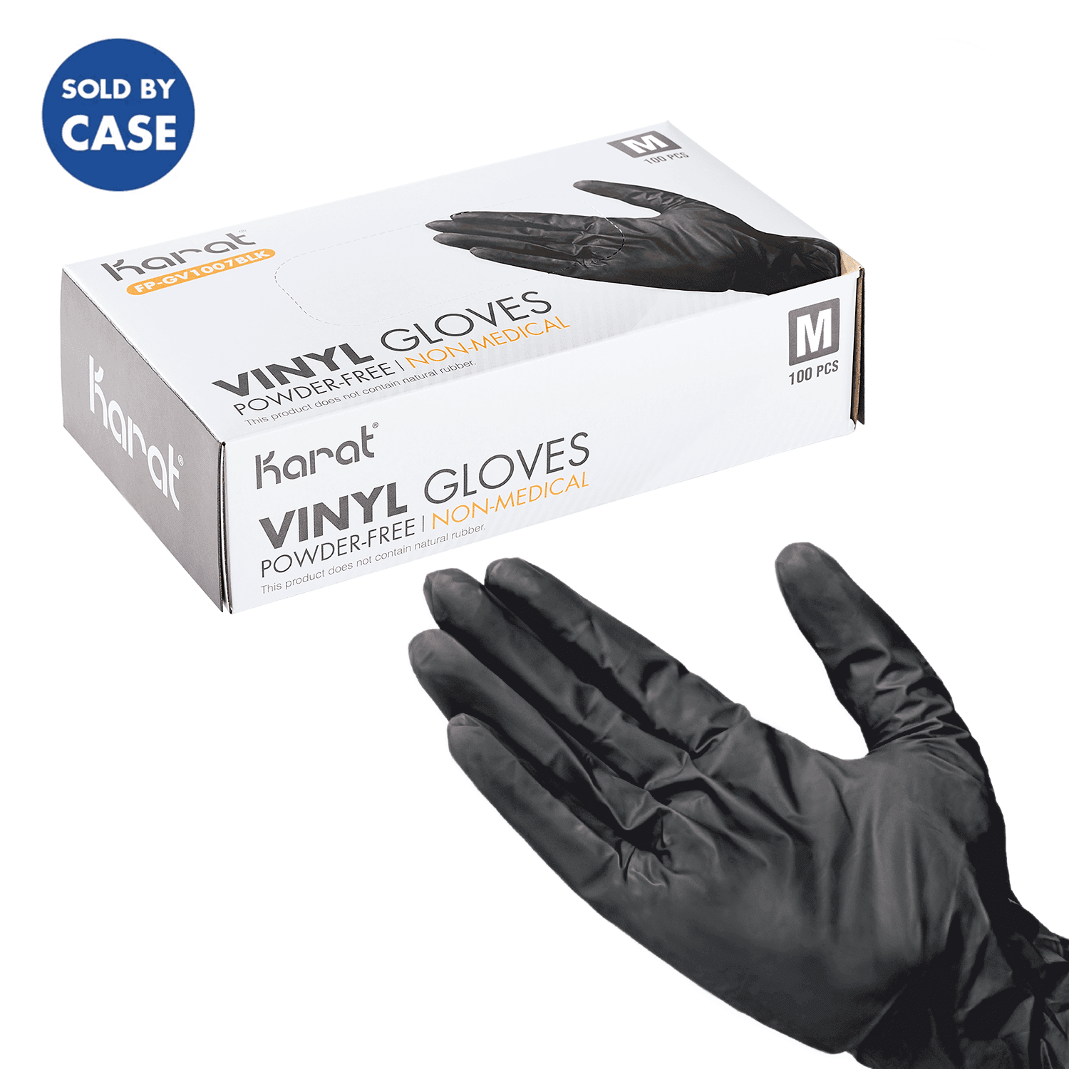 Karat Vinyl Gloves, Latex-Free, Powder-Free, Black, Medium — 1,000 ct
