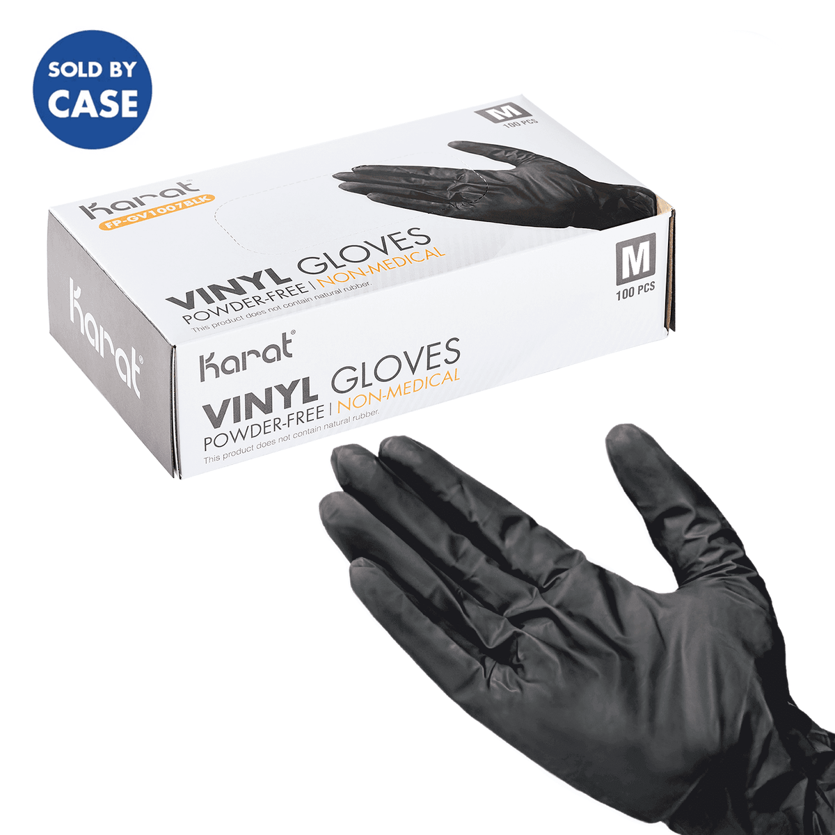 Karat Vinyl Gloves, Latex-Free, Powder-Free, Black, Medium — 1,000 ct