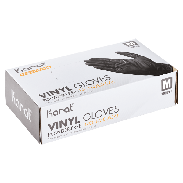 Karat Vinyl Gloves, Latex-Free, Powder-Free, Black, Medium — 1,000 ct — product photo 3