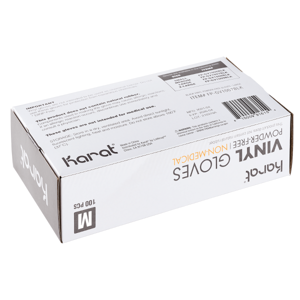 Karat Vinyl Gloves, Latex-Free, Powder-Free, Black, Medium — 1,000 ct — product photo 5