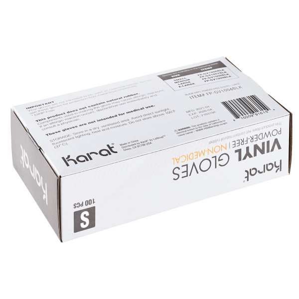 Karat Vinyl Gloves, Latex-Free, Powder-Free, Black, Small — 1,000 ct — product photo 5