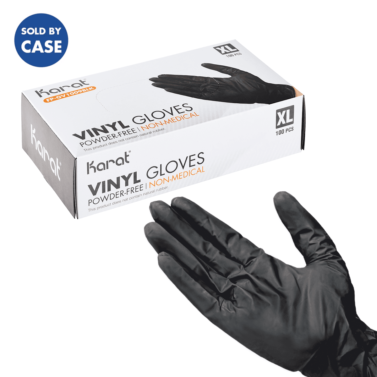 Karat Vinyl Gloves, Latex-Free, Powder-Free, Black, X-Large — 1,000 ct