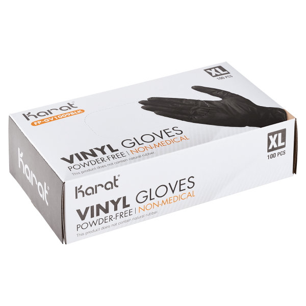 Karat Vinyl Gloves, Latex-Free, Powder-Free, Black, X-Large — 1,000 ct — product photo 3