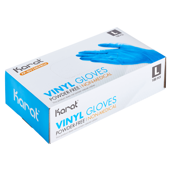 Karat Vinyl Gloves, Latex-Free, Powder-Free, Blue, Large — 1,000 ct — product photo 3
