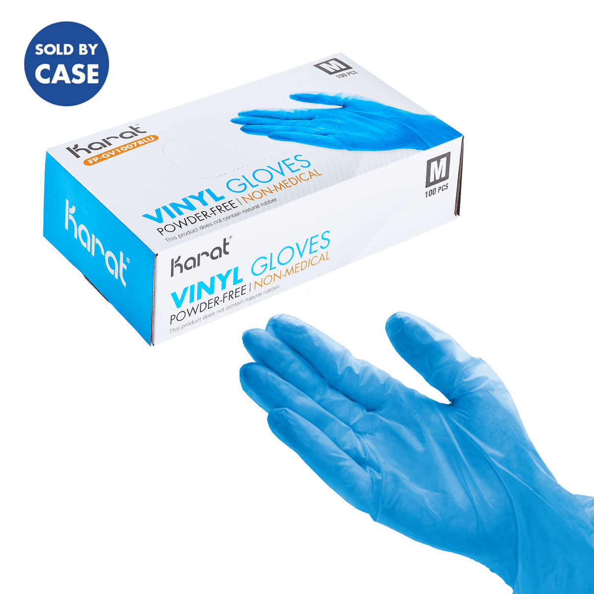 Karat Vinyl Gloves, Latex-Free, Powder-Free, Blue, Medium — 1,000 ct