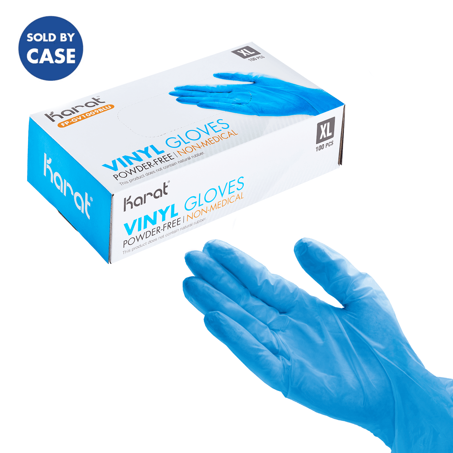 Karat Vinyl Gloves, Latex-Free, Powder-Free, Blue, X-Large — 1,000 ct