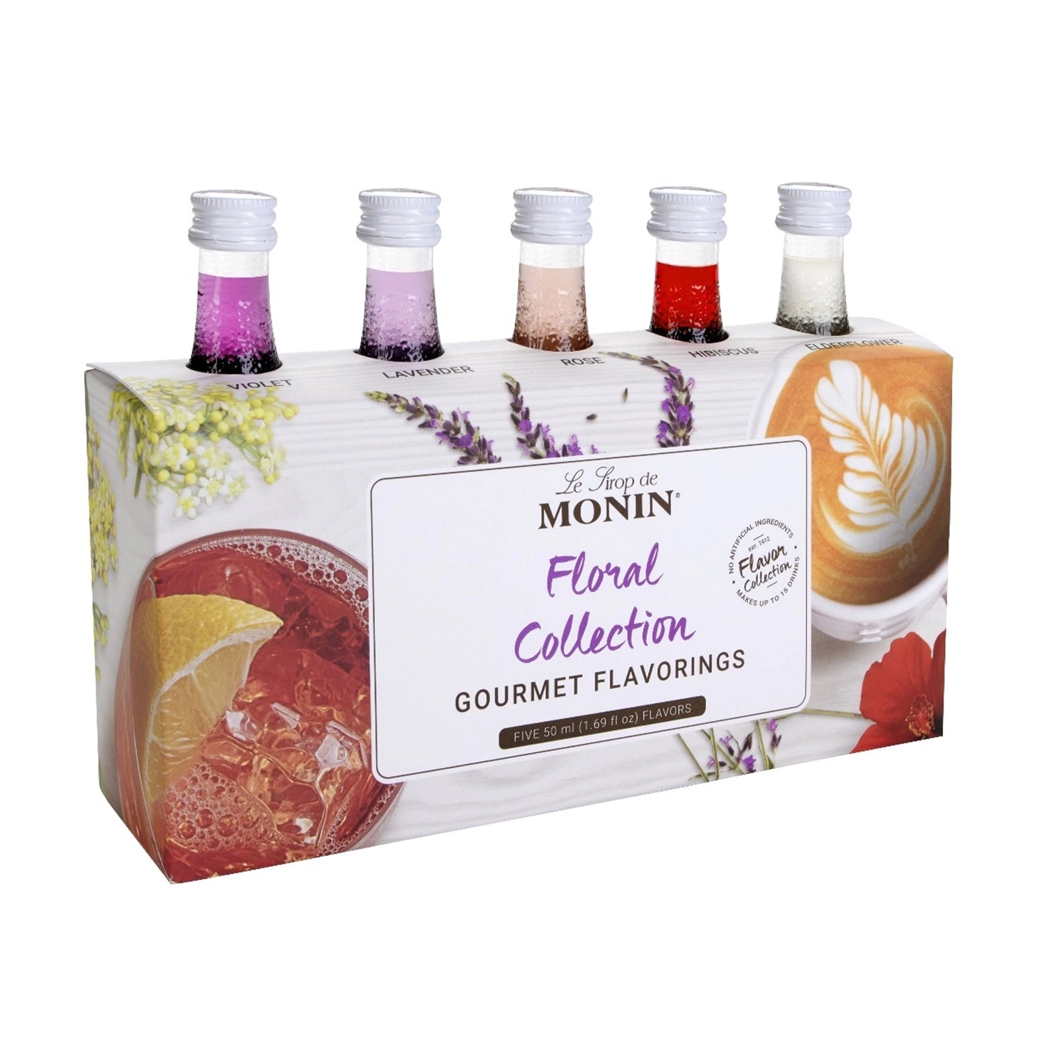 Monin Mini Floral Collection Gourmet Flavorings — 5-pack Sampler (50mL)