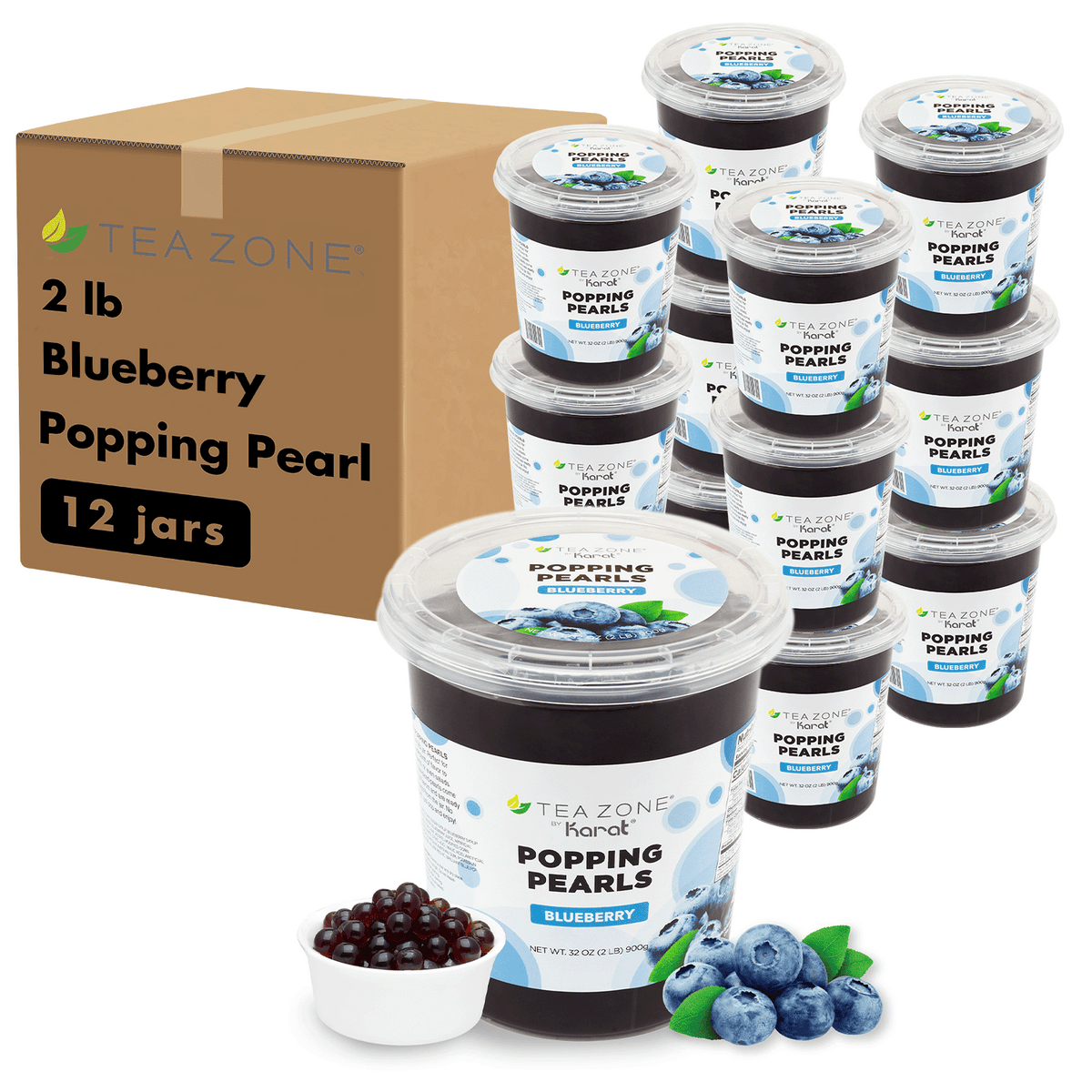 Tea Zone Blueberry POPPING PEARLS (2 lb each) — 12 Jars