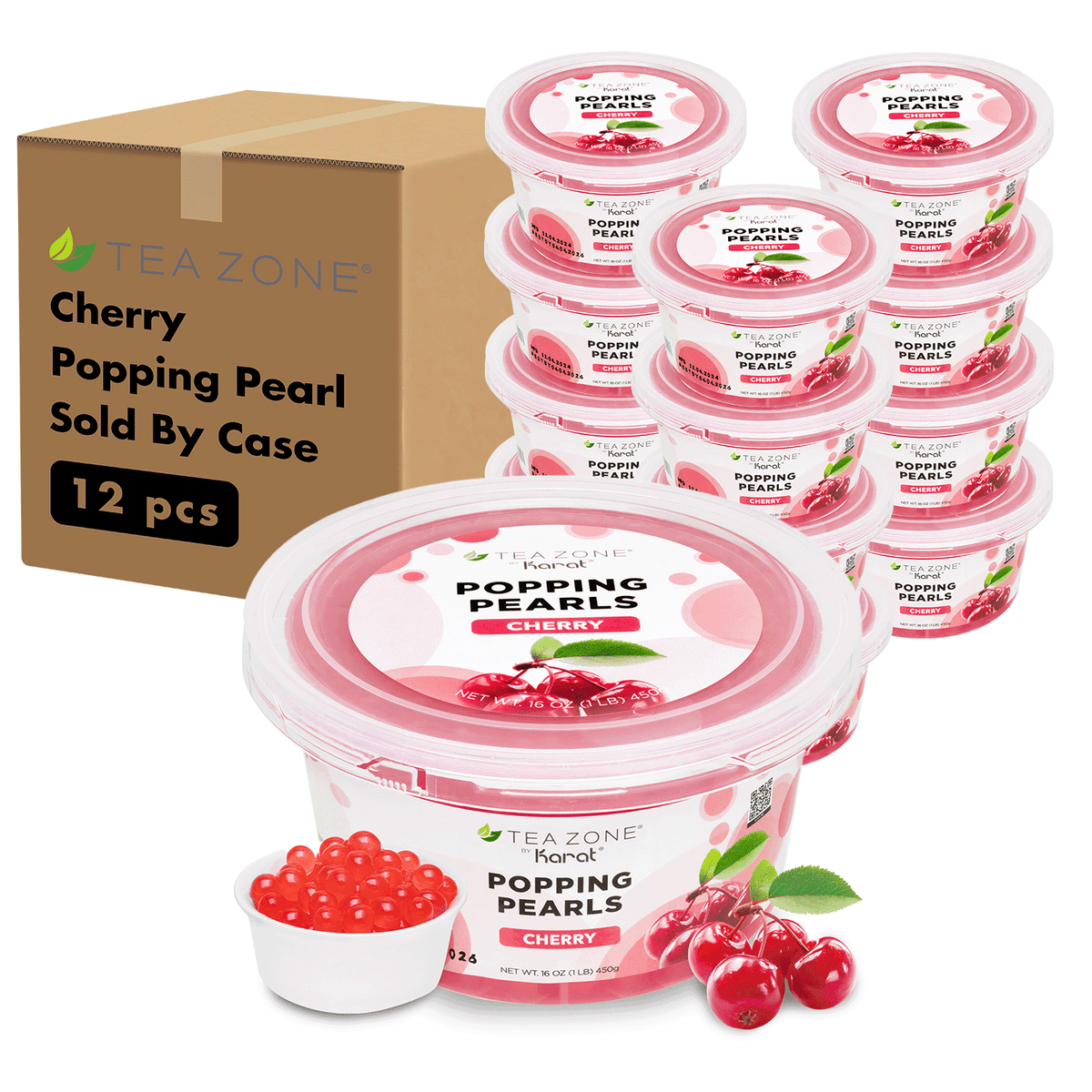 Tea Zone Cherry POPPING PEARLS (1 lb each) — 12 Jars