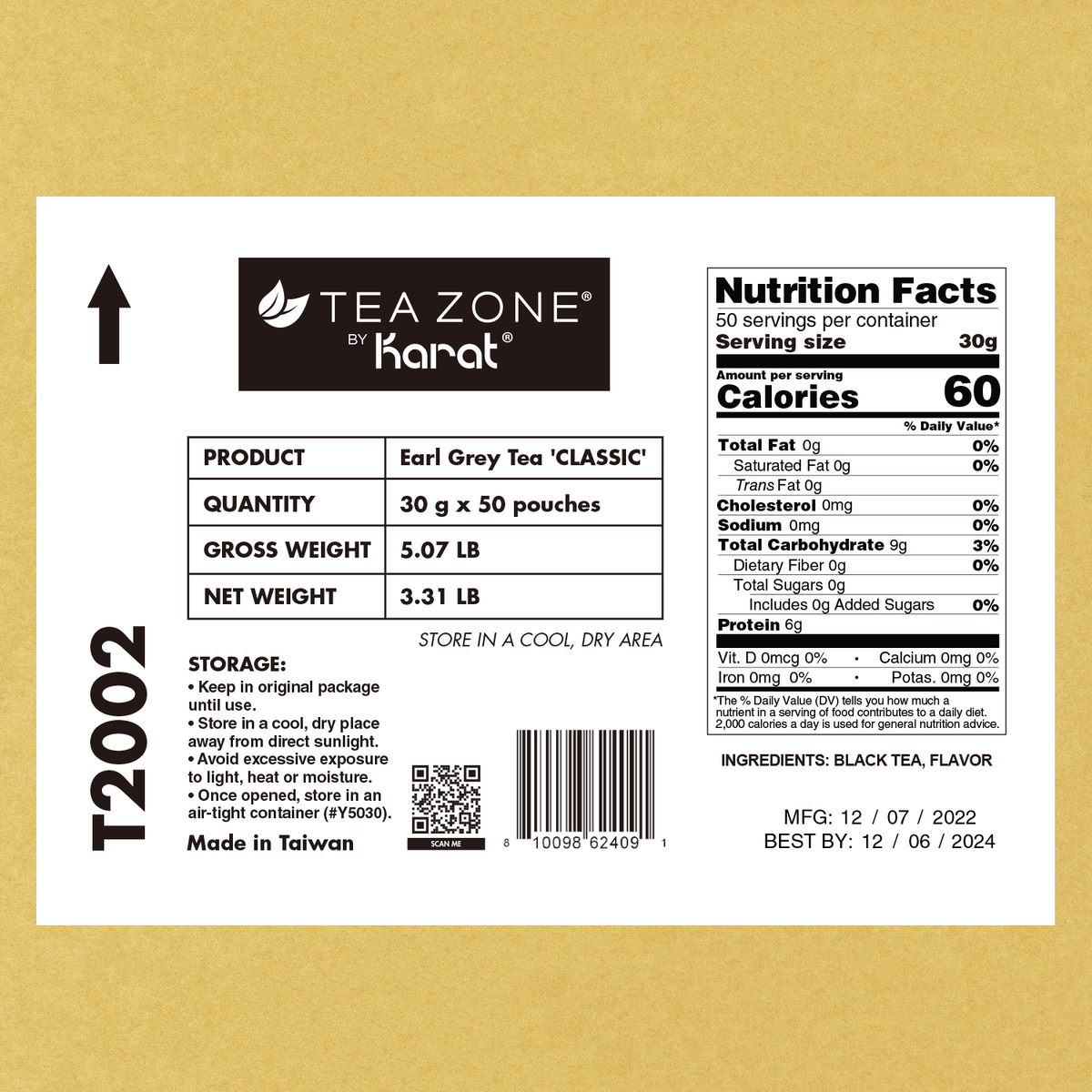Tea Zone Classic Earl Grey Tea — Case of 50 bags — product photo 6