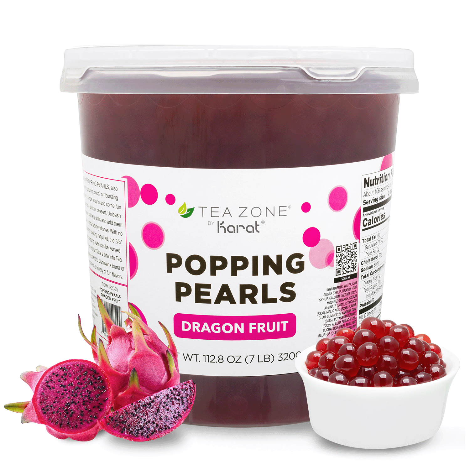 Tea Zone Dragon Fruit POPPING PEARLS — Jar (7 lbs)