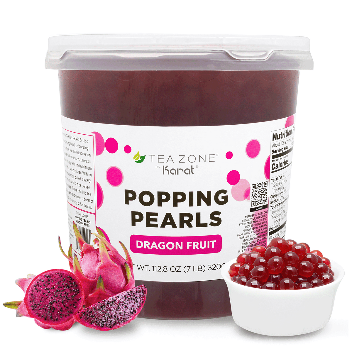 Tea Zone Dragon Fruit POPPING PEARLS — Jar (7 lbs)