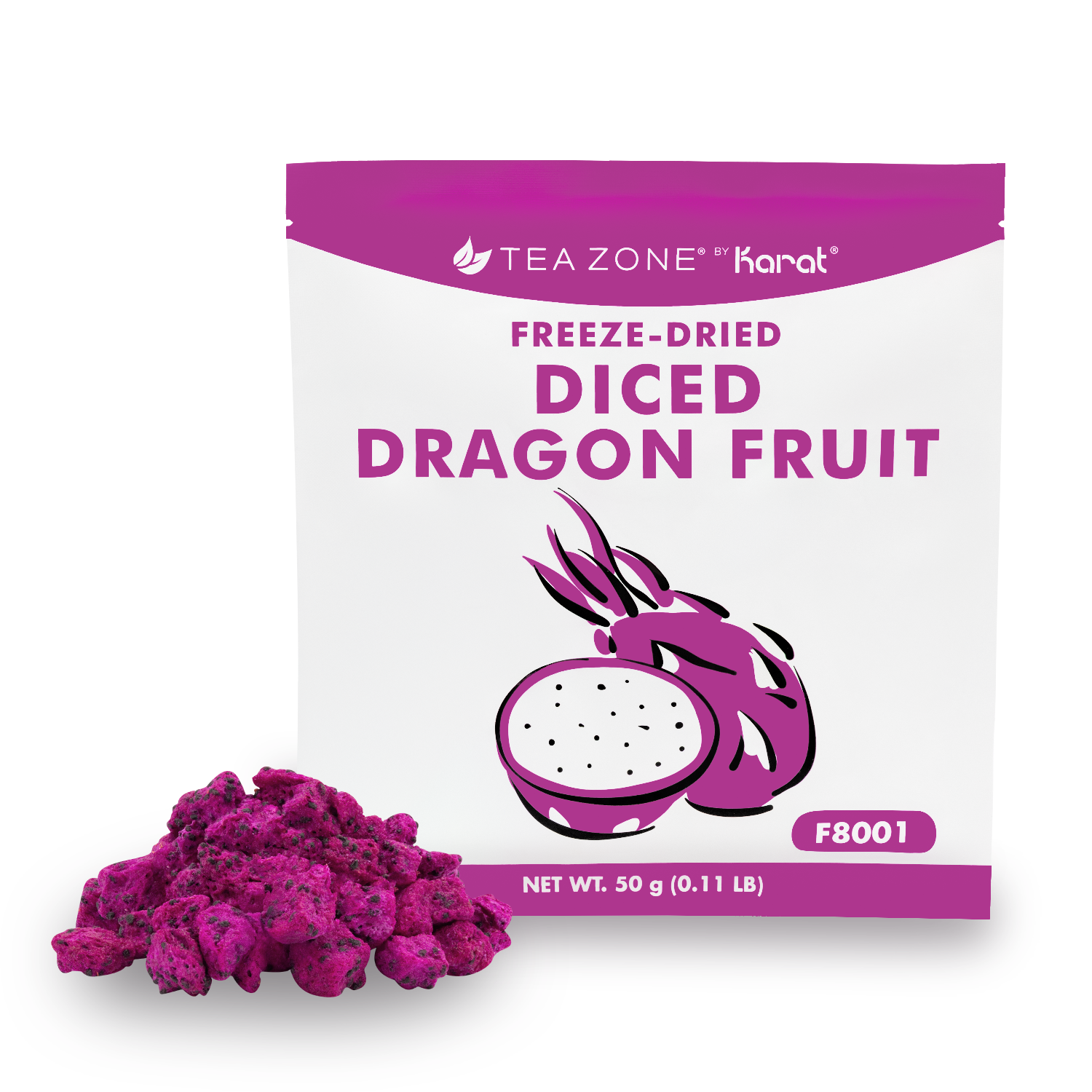 Tea Zone Freeze-Dried Dragon Fruit, Diced — Bag