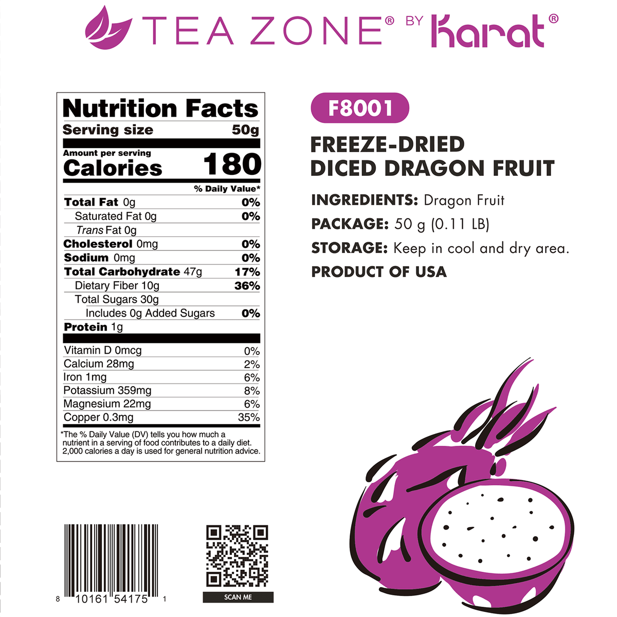 Tea Zone Freeze-Dried Dragon Fruit, Diced — Bag — product photo 7