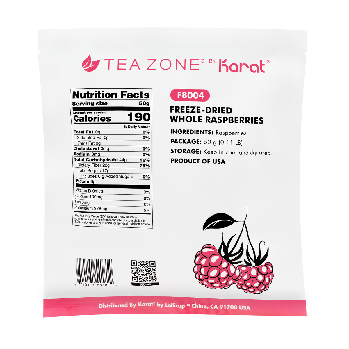 Tea Zone Freeze-Dried Raspberry, Whole — Bag — product photo 6