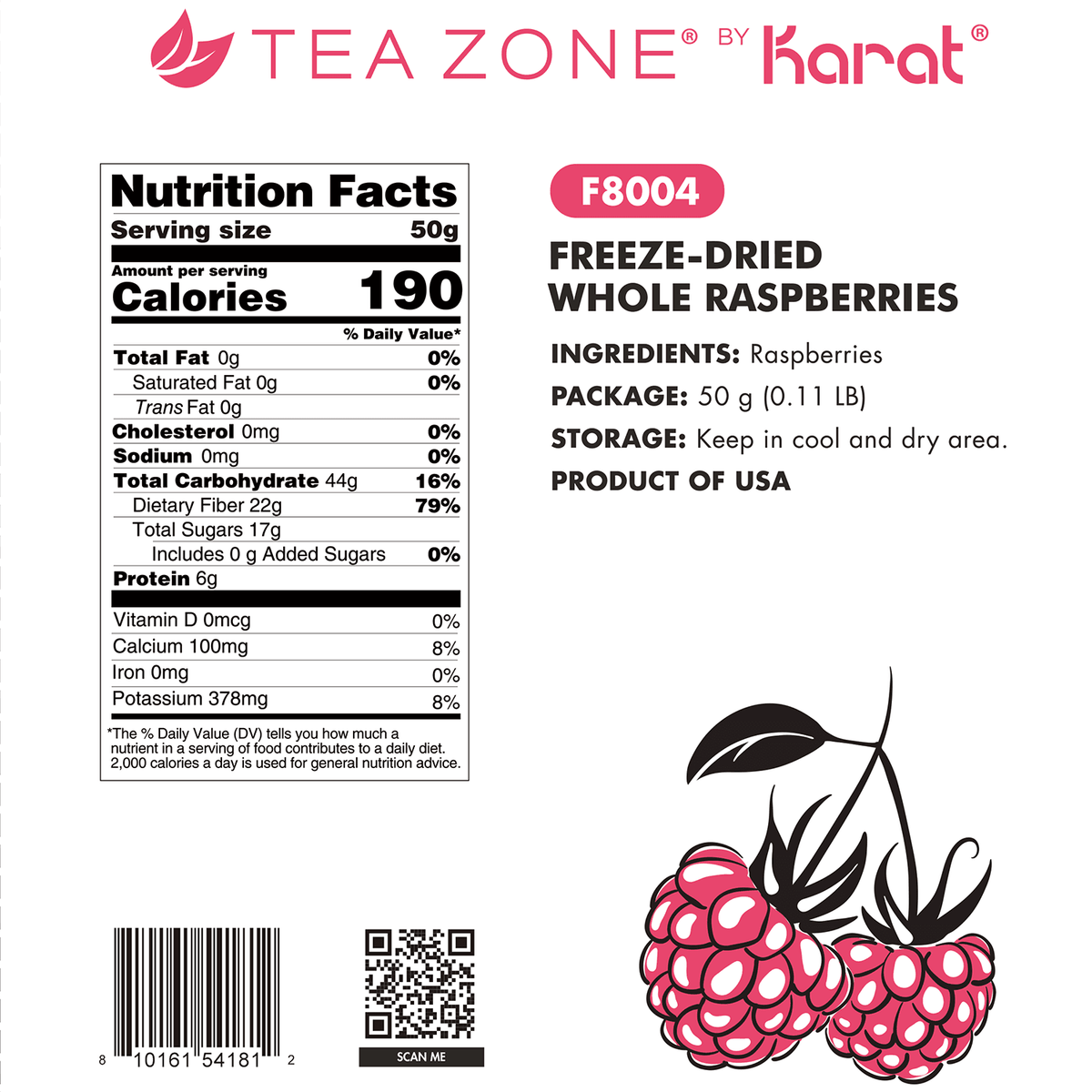 Tea Zone Freeze-Dried Raspberry, Whole — Bag — product photo 7