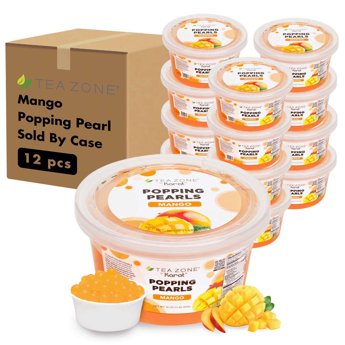 Tea Zone Mango POPPING PEARLS (1 lb each) — 12 Jars