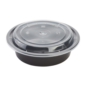 16oz Meal Prep Container - 16 oz Microwavable Round Food Containers & Lids - Black - 150 ct-Karat