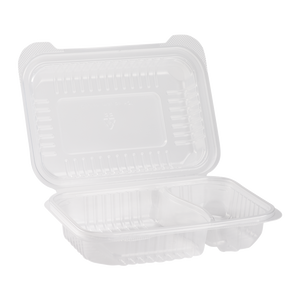 9''x6'' 2 Compartments Hinged Take Out Boxes- 2 Compartment Clamshell Containers - Karat PP Plastic - 250 count-Karat