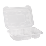9''x6'' 2 Compartments Hinged Take Out Boxes- 2 Compartment Clamshell Containers - Karat PP Plastic - 250 count-Karat