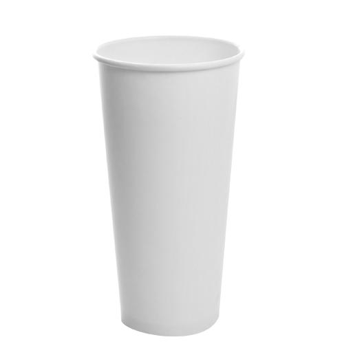 Hip 2 Be Square 22 oz White and Blue Paper Hot / Cold Drinking Cup - Single  Wall - 3 1/4 x 3 1/4 x 6 3/4 - 500 count box