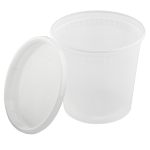 32 oz. Clear Plastic Soup/Food Containers w/Lids Combo (Microwaveable) - 24  Sets