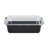 24 oz Meal Prep Containers - 24oz Microwavable Rectangular Food Containers & Lids - Black - 150 ct-Karat