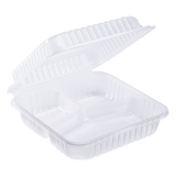 9''x9'' Hinged 3 Compartment Take out Boxes- Extra Large Clamshell Containers 3C - Karat PP Plastic - 200 ct-Karat