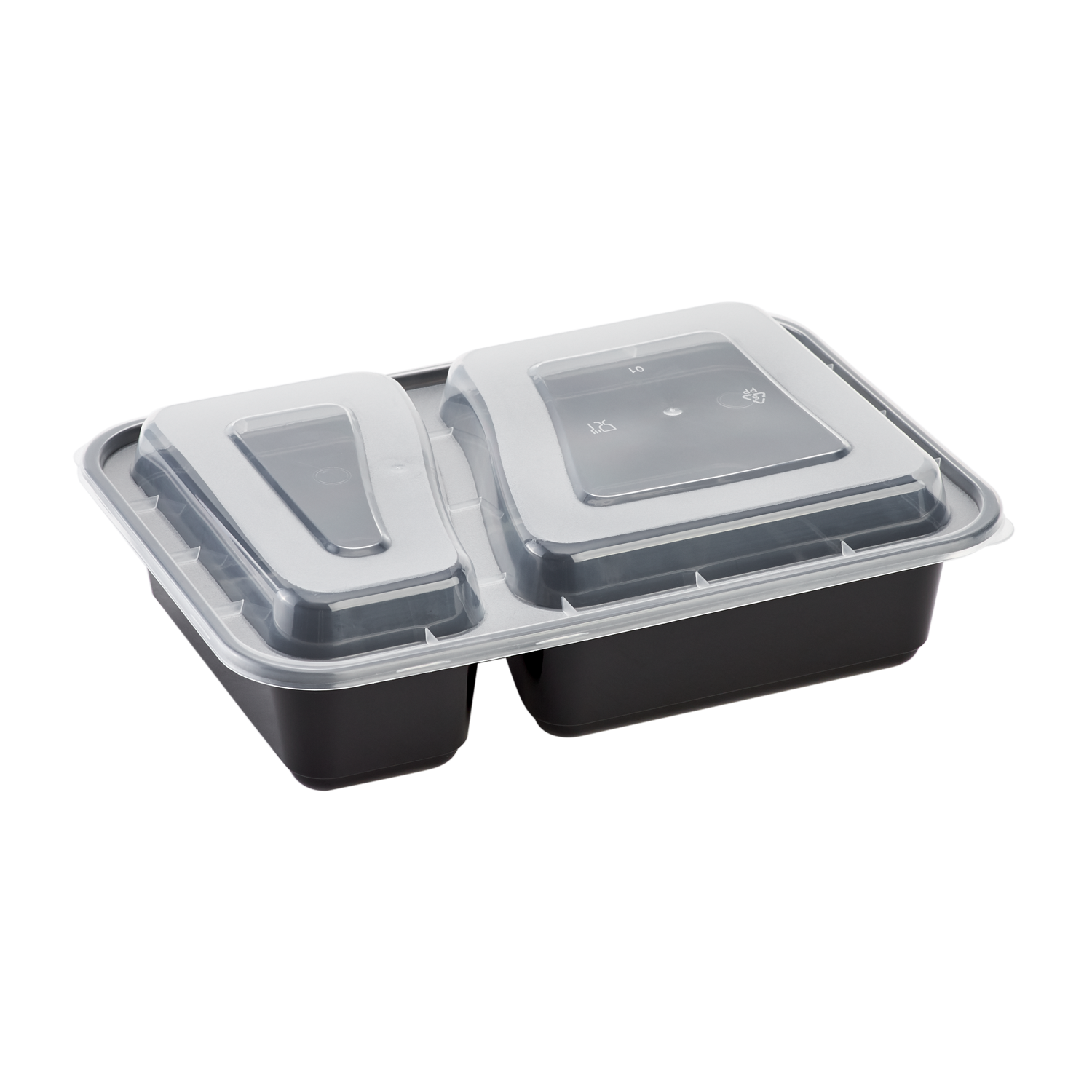 30oz Meal Prep Containers - Microwavable Rectangular Food Containers & Lids - Black - 2 Compartment Bento Box - 150 ct-To-Go Packaging-Karat-Restaurant Supply Drop