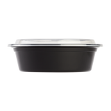32oz Large Meal Prep Containers - - 32 oz Microwavable Round Food Containers & Lids - Black - 150 ct-Karat