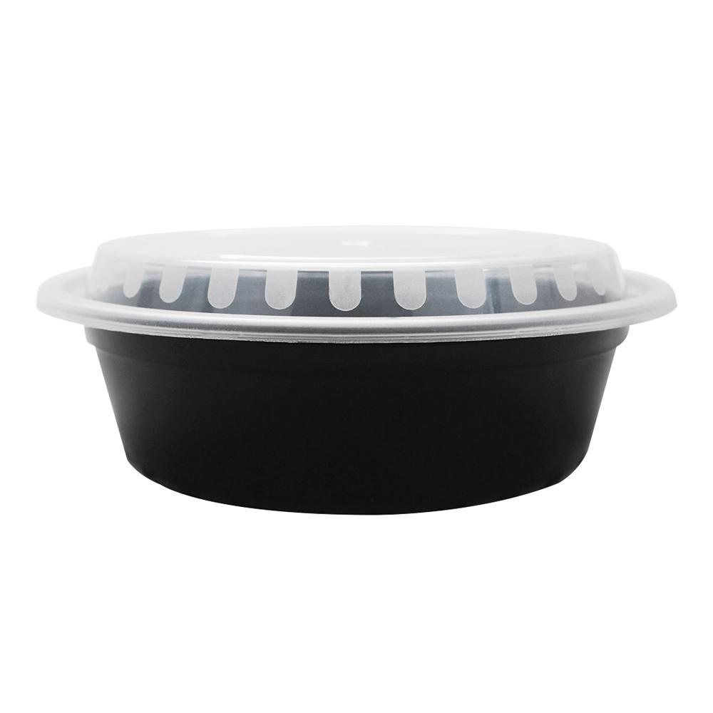 32oz Large Meal Prep Containers - - 32 oz Microwavable Round Food Containers & Lids - Black - 150 ct-To-Go Packaging-Karat-Restaurant Supply Drop
