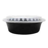32oz Large Meal Prep Containers - - 32 oz Microwavable Round Food Containers & Lids - Black - 150 ct-To-Go Packaging-Karat-Restaurant Supply Drop