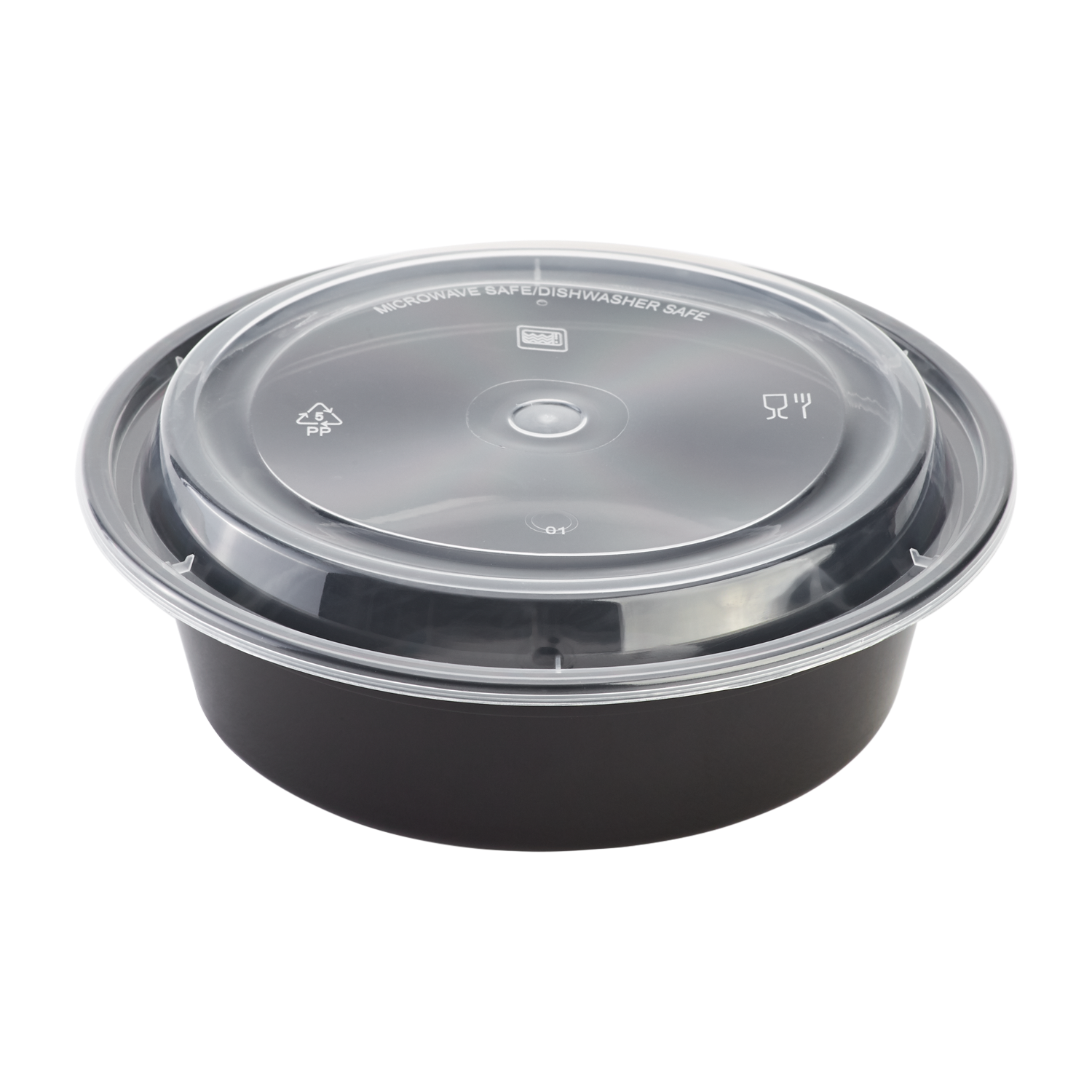 32oz Large Meal Prep Containers - - 32 oz Microwavable Round Food Containers & Lids - Black - 150 ct-To-Go Packaging-Karat-Restaurant Supply Drop