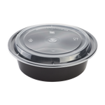 32oz Large Meal Prep Containers - - 32 oz Microwavable Round Food Containers & Lids - Black - 150 ct-To-Go Packaging-Karat-Restaurant Supply Drop
