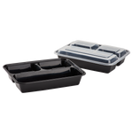 32oz Meal Prep Containers - Microwavable Rectangular Food Containers & Lids - Black - 3 Compartment Bento Box - 150 ct-To-Go Packaging-Karat-Restaurant Supply Drop
