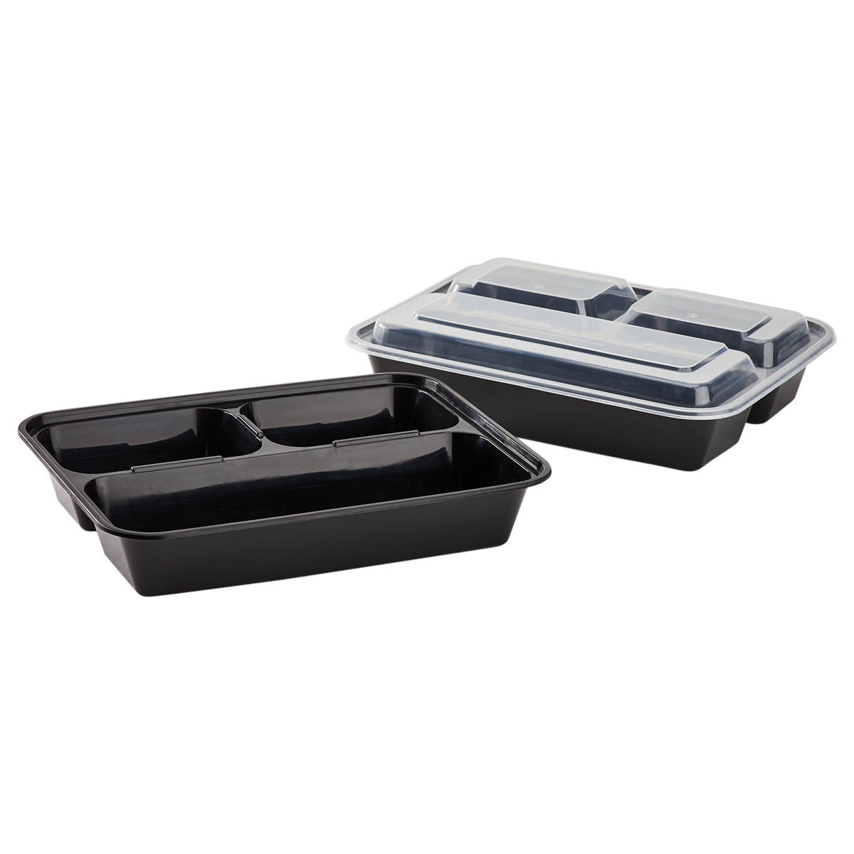 32oz Meal Prep Containers - Microwavable Rectangular Food Containers & Lids - Black - 3 Compartment Bento Box - 150 ct-To-Go Packaging-Karat-Restaurant Supply Drop