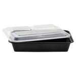 32oz Meal Prep Containers - Microwavable Rectangular Food Containers & Lids - Black - 3 Compartment Bento Box - 150 ct-To-Go Packaging-Karat-Restaurant Supply Drop