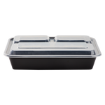 32oz Meal Prep Containers - Microwavable Rectangular Food Containers & Lids - Black - 3 Compartment Bento Box - 150 ct-To-Go Packaging-Karat-Restaurant Supply Drop