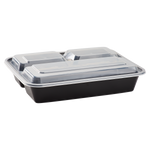 32oz Meal Prep Containers - Microwavable Rectangular Food Containers & Lids - Black - 3 Compartment Bento Box - 150 ct-To-Go Packaging-Karat-Restaurant Supply Drop