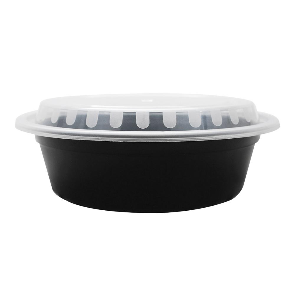 Microwavable Food Container with Lid, Round, 32 oz, 7.28 x 7.28 x 2.55,  Black/Clear, Plastic, 150/Carton - Reliable Paper