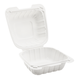 Small White Takeout Boxes - 6"x6" Mineral Filled Hinged Food Containers - Karat Earth - 400 ct-Karat