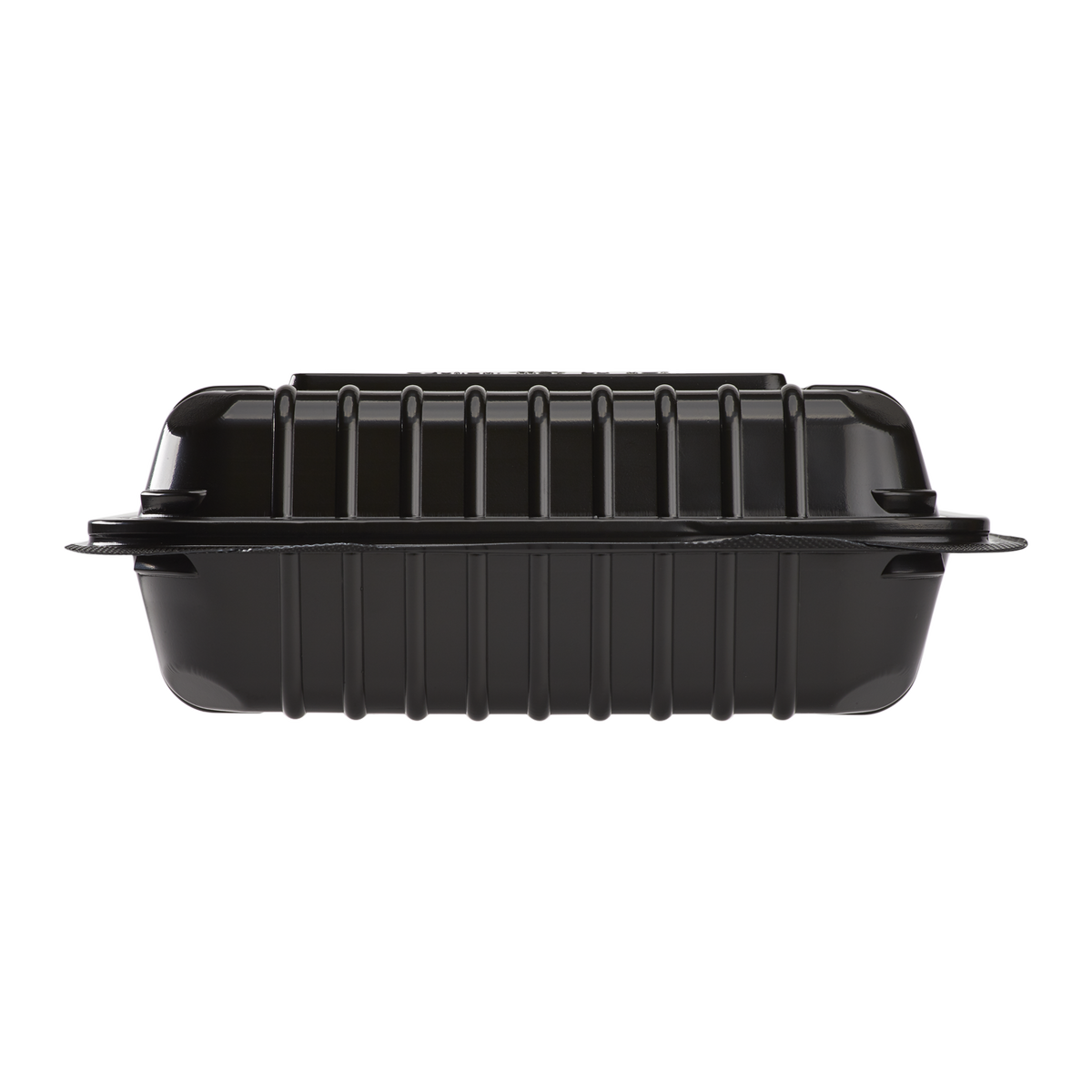 8''x8'' Black Hinged Containers 3 Compartments - Large Black Clamshell Takeout Boxes Multi Compartment - Karat PP Plastic - 250 count-Karat