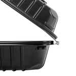 8''x8'' Black Hinged Containers 3 Compartments - Large Black Clamshell Takeout Boxes Multi Compartment - Karat PP Plastic - 250 count-Karat