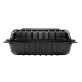 8''x8'' Black Hinged Containers - Large Black Clamshell Takeout Boxes - Karat PP Plastic - 250 count-Karat