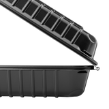 8''x8'' Black Hinged Containers - Large Black Clamshell Takeout Boxes - Karat PP Plastic - 250 count-Karat
