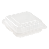 8''x8'' Hinged Containers 3 Compartments - Large Multi Compartment Clamshell Take Out Boxes - Karat PP Plastic - 250 count-Karat